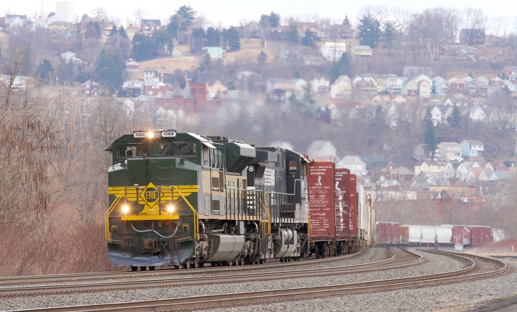 It was cloudy, but there was no way that I was going to not make this image of the Erie heritage unit leading Norfolk Southern train 11K at CP Wing.