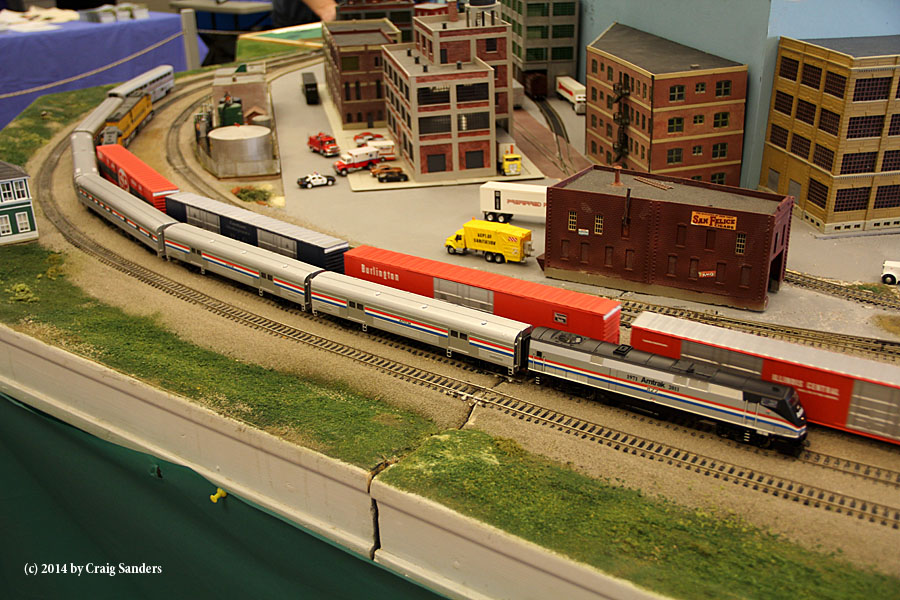 The Amtrak equipment display wasn't the only tribute to Amtrak at NTD. This model layout had an Amtrak train with an eclectic consist.