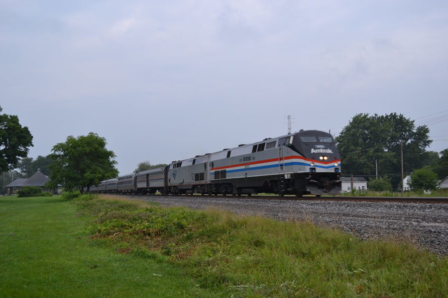 Last Sunday the eastbound Lake Shore Limited was an hour and a half late but had No. 822 in the lead.