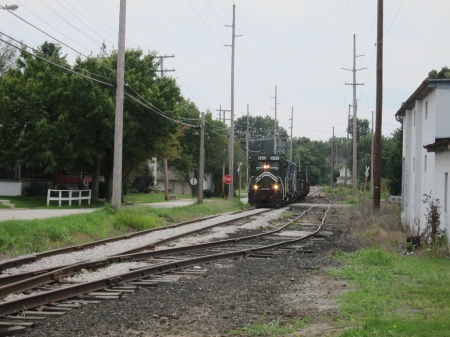 The original Y&S former interurban at Columbiana. The short siding was not for freights but for the interurban cars.