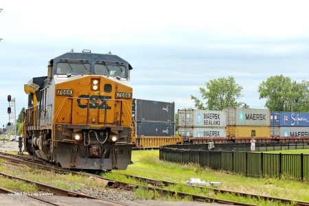 A container train out of the North Baltimore intermodal facility is heading for Detroit.