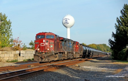 A candy apple red Canadian Pacific unit put the cherry on a day of railfanning in Vermilion along the Chicago Line of NS.