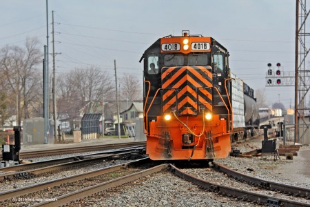 The W&LE train is entering the Brewster connection and will soon be on its home rails. 