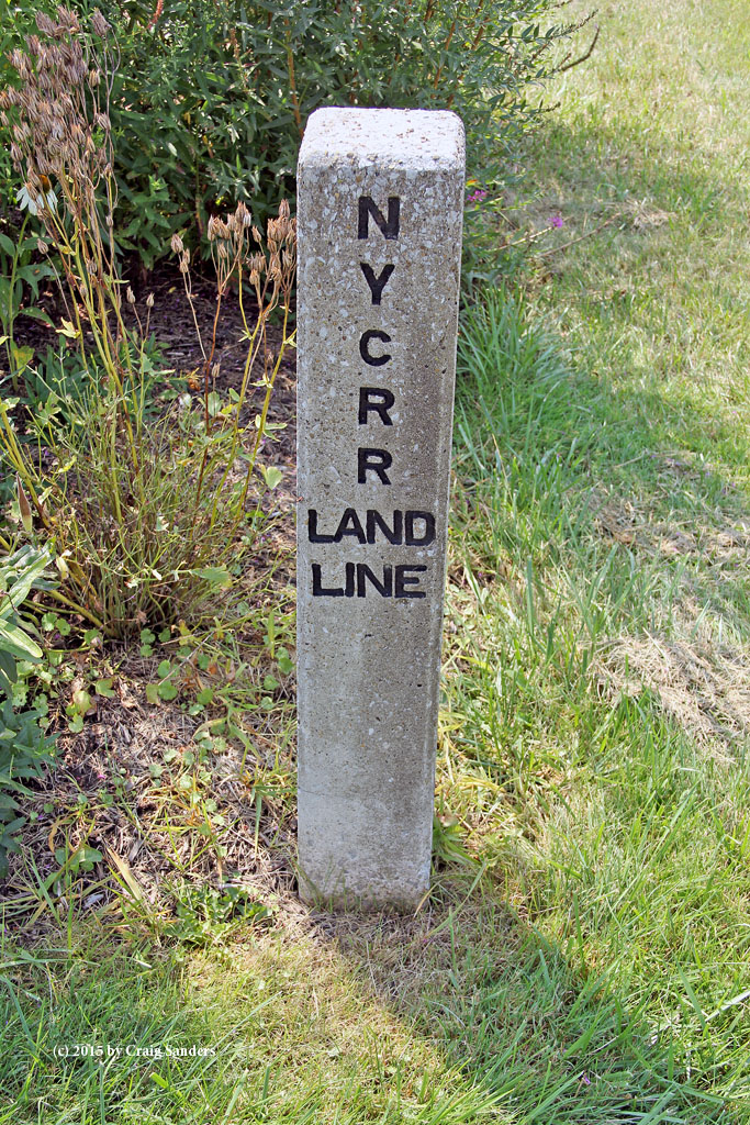 A restored property boundary marker.